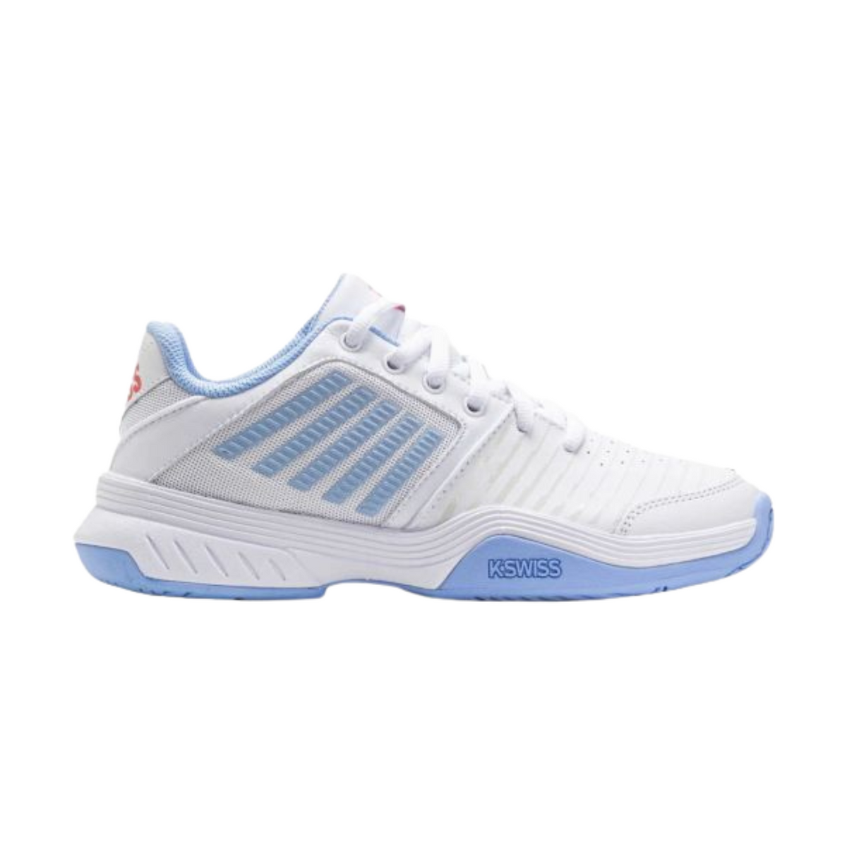 K-Swiss TFW Express Light 3 Tennis Shoes, Women, Open Air/White/Strawberry Ice, front view
