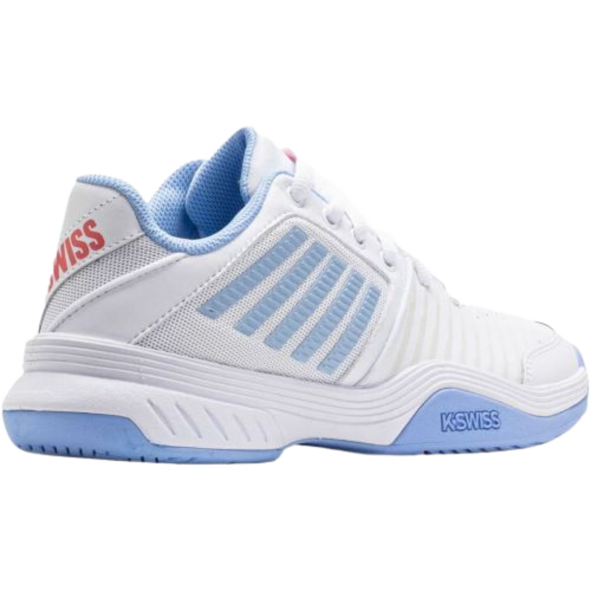 K-Swiss TFW Express Light 3 Tennis Shoes, Women, Open Air/White/Strawberry Ice, side view