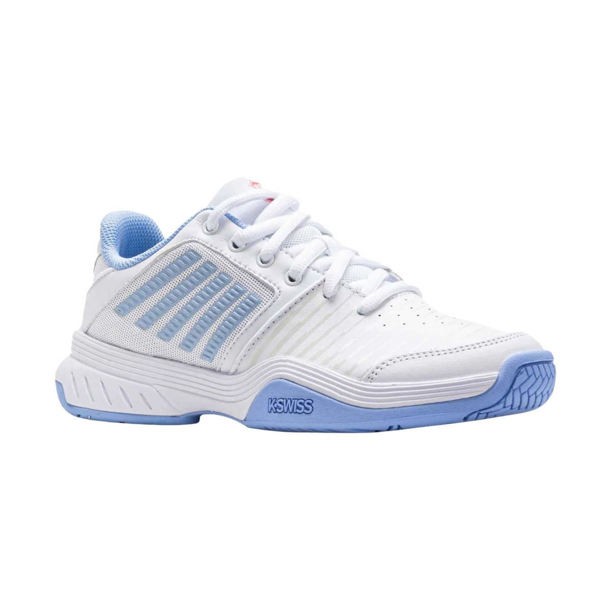 K-Swiss TFW Express Light 3 Tennis Shoes, Women, Open Air/White/Strawberry Ice, back view