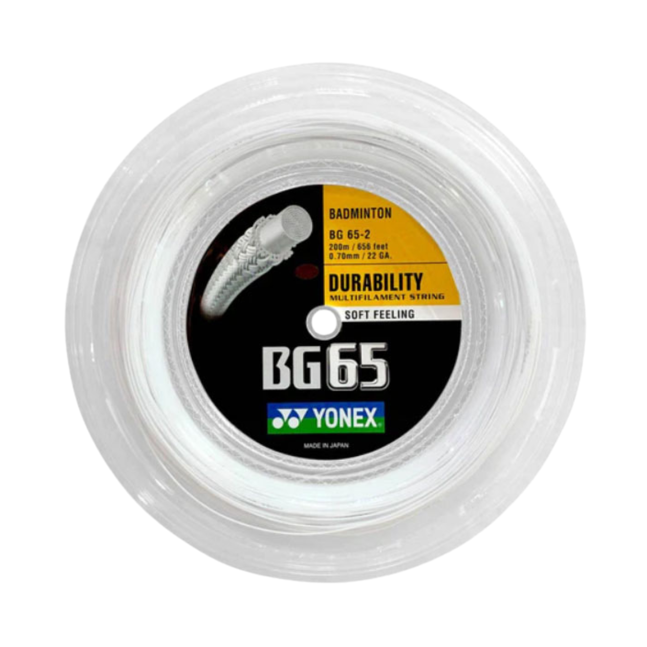 Yonex BG65 Badminton String (200m Reel) White String (Reel) Yonex