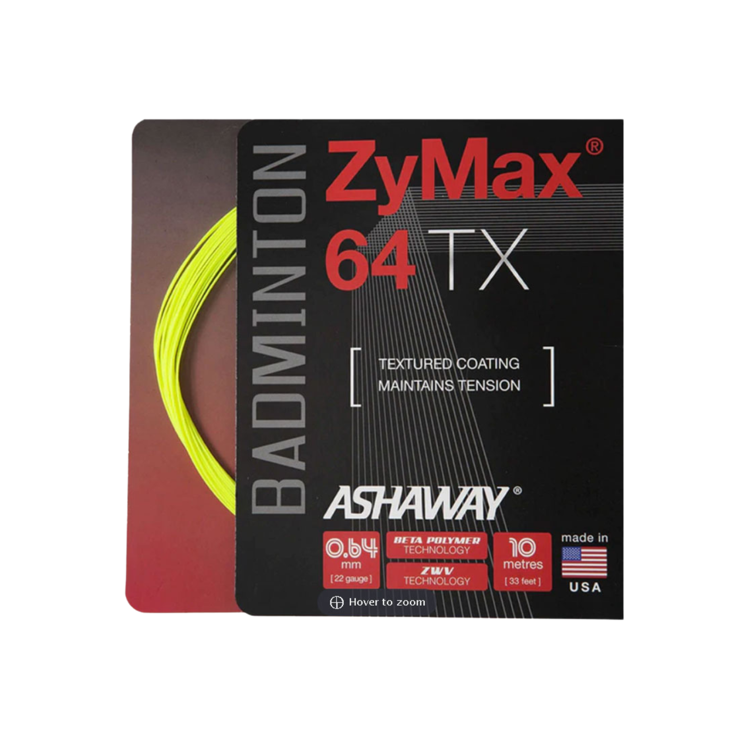 Ashaway Zymax 64TX Badminton String Set - Yellow Yellow 10m Set Clearance Ashaway