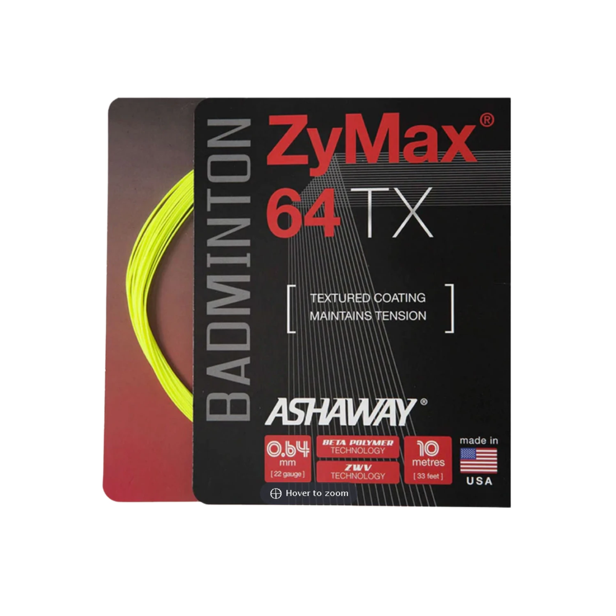 Ashaway Zymax 64TX Badminton String Set - Yellow Yellow 10m Set Clearance Ashaway