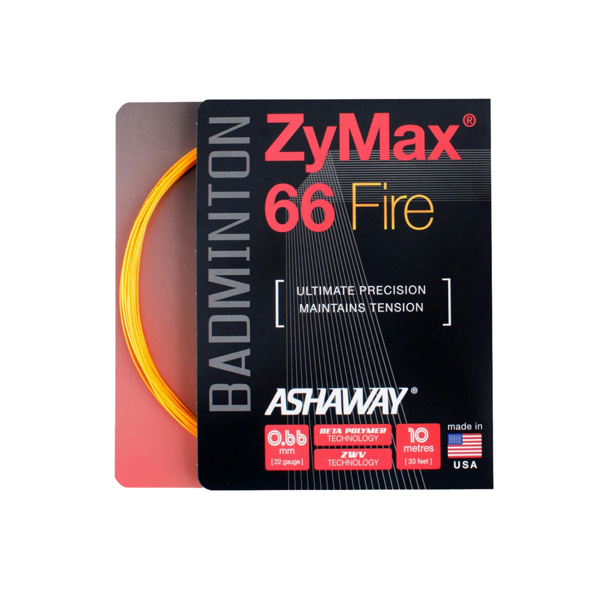 Ashaway ZyMax 66 Fire String (10m Set) Orange, front view