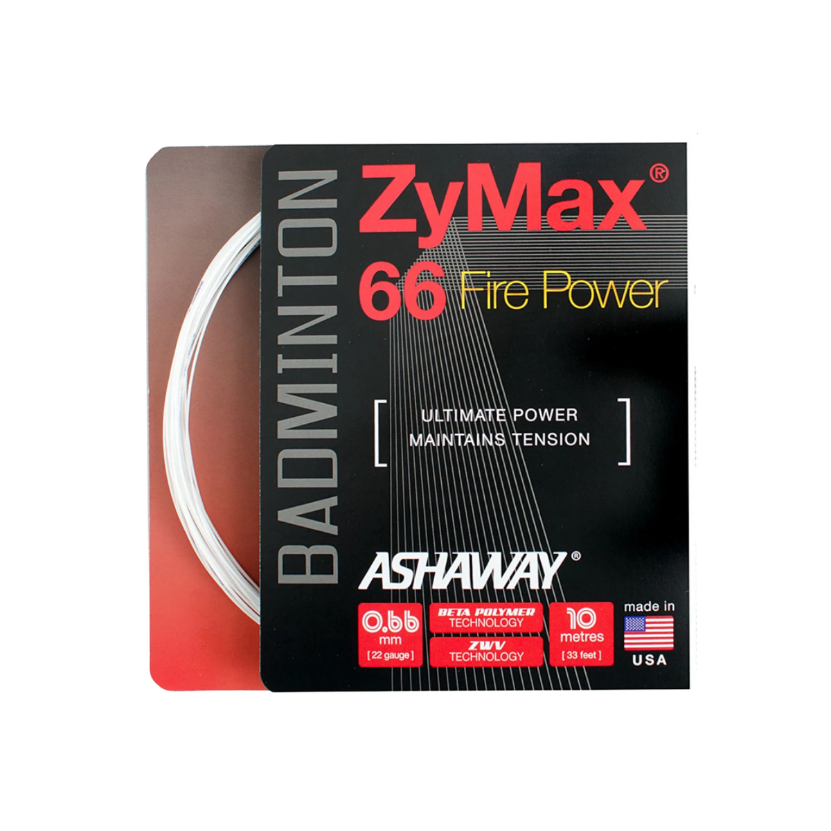 Ashaway Zymax 66 Fire POWER String (10m set) White Clearance Ashaway
