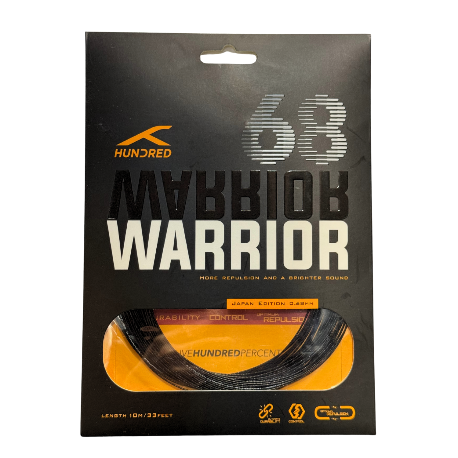 Hundred 68 Warrior Badminton String (0.68mm) - Graphite Black String (Packs) Hundred