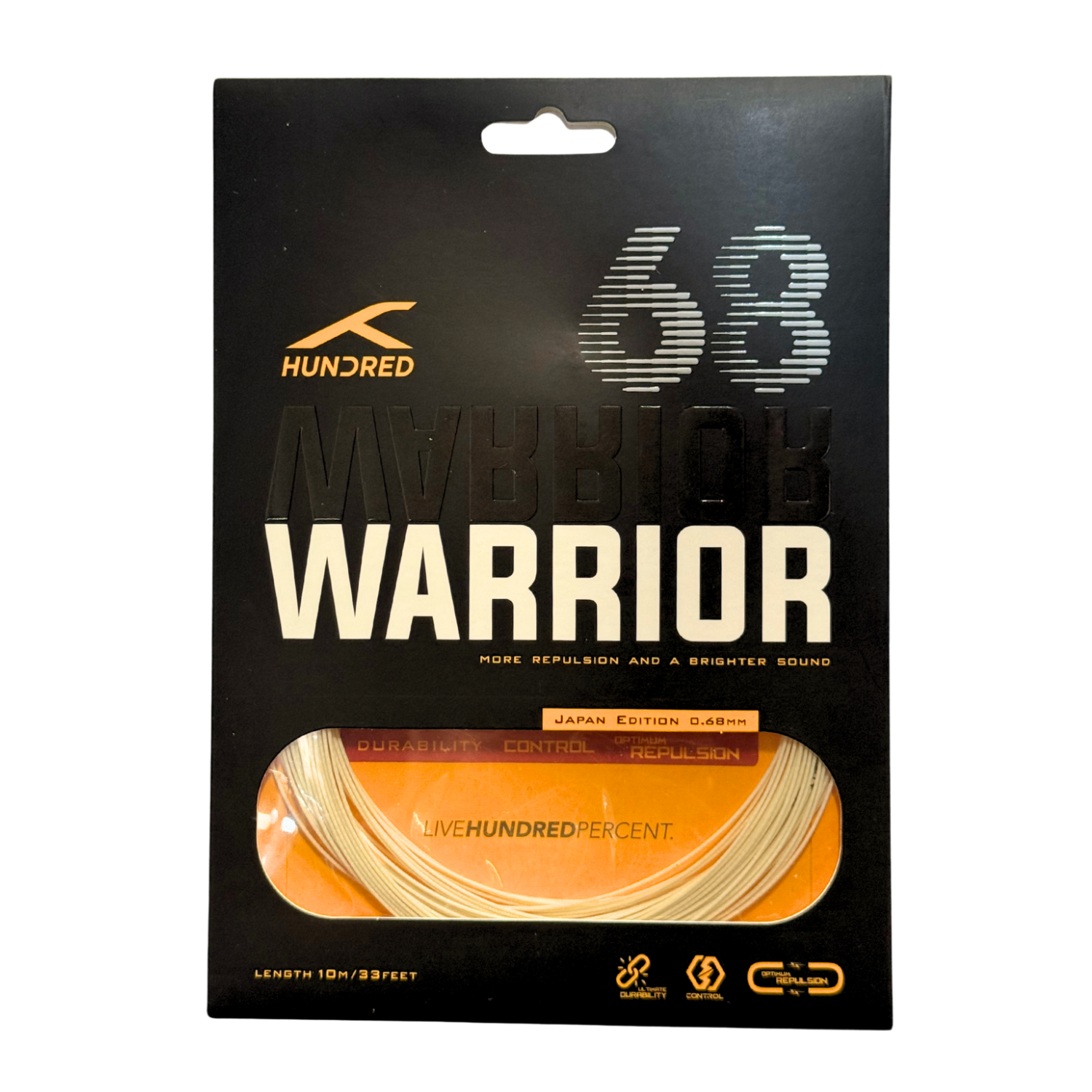 Hundred 68 Warrior Badminton String (0.68mm) - Pearl White String (Packs) Hundred