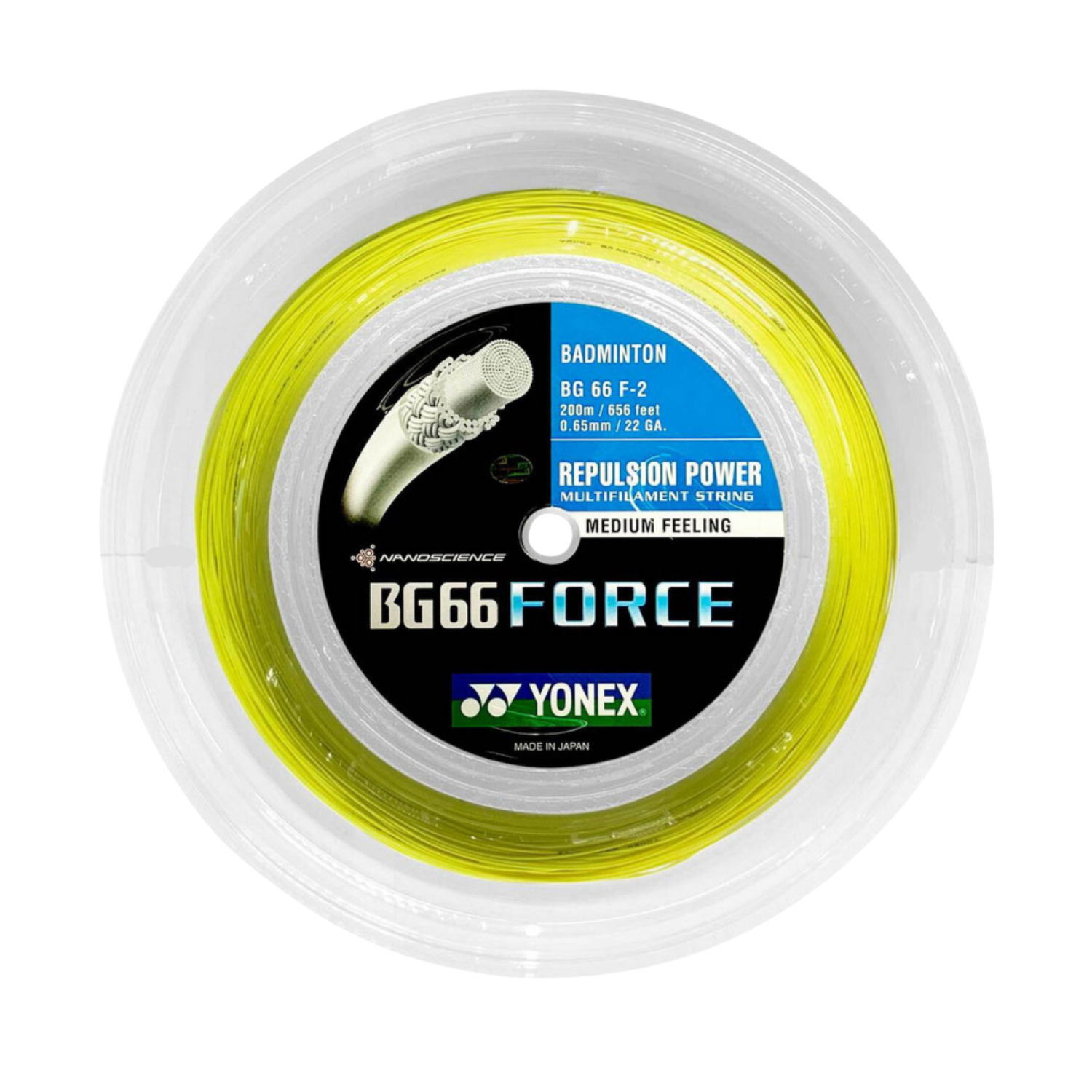 Yonex BG66 Force Badminton String (200m Reel) Yellow String (Reel) Yonex