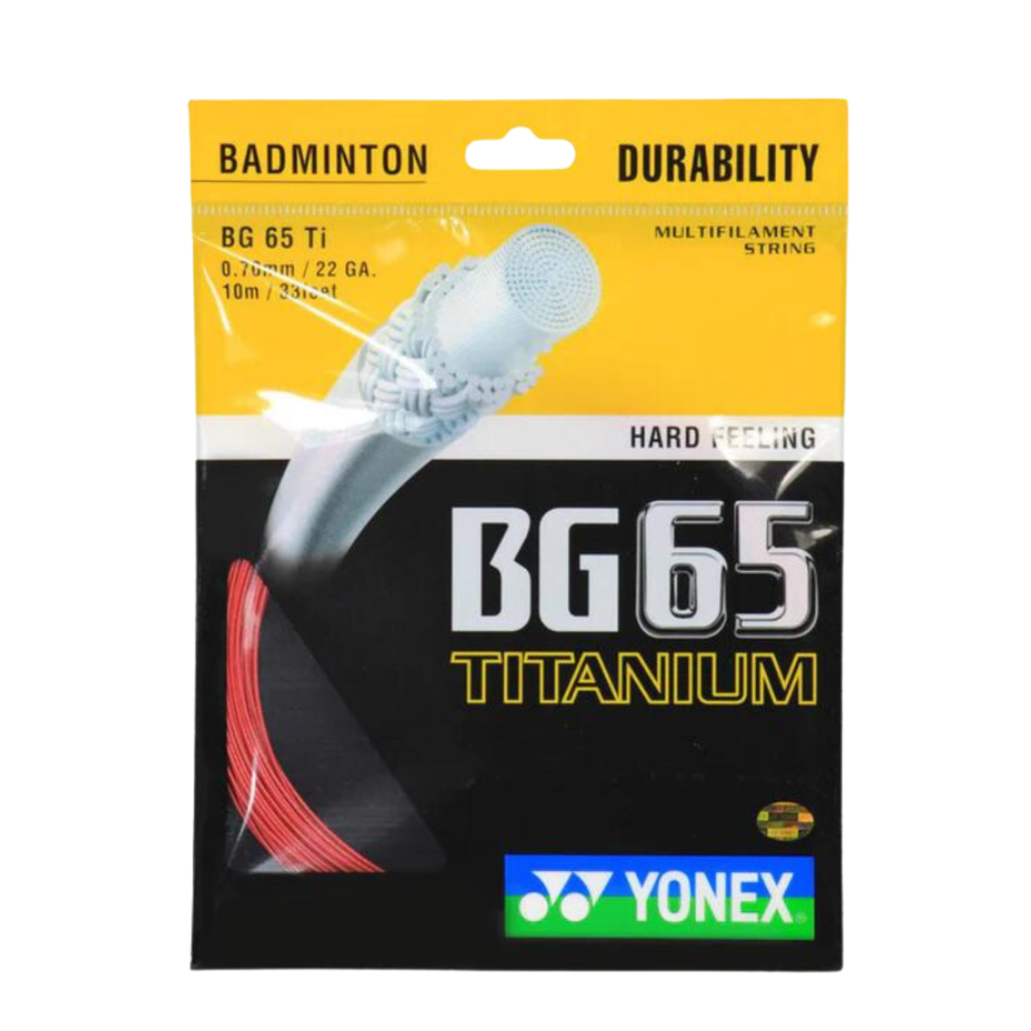 Yonex BG65 Titanium Badminton String (10m Set) Red String (Packs) Yonex