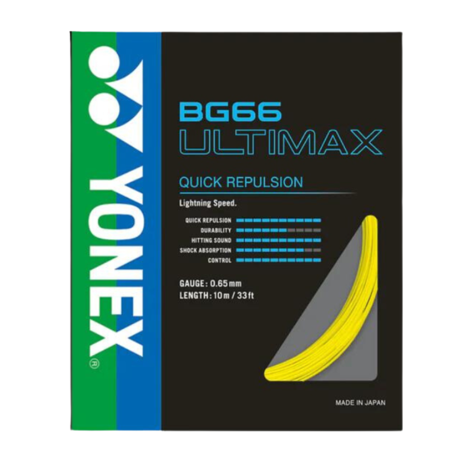 Yonex BG66 Ultimax Badminton String (10m Set) Yellow String (Packs) Yonex