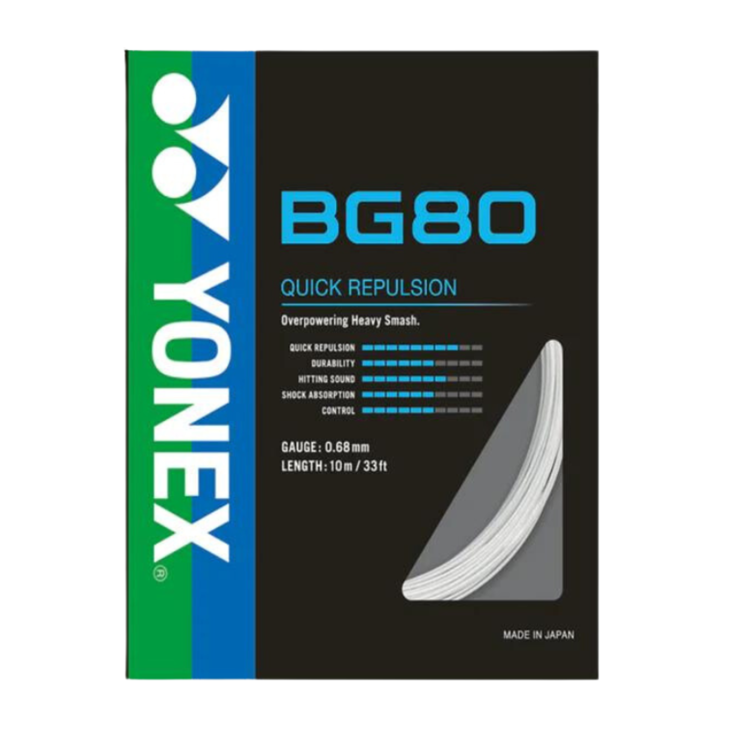 Yonex BG80 Badminton String (10m Set) White String (Packs) Yonex