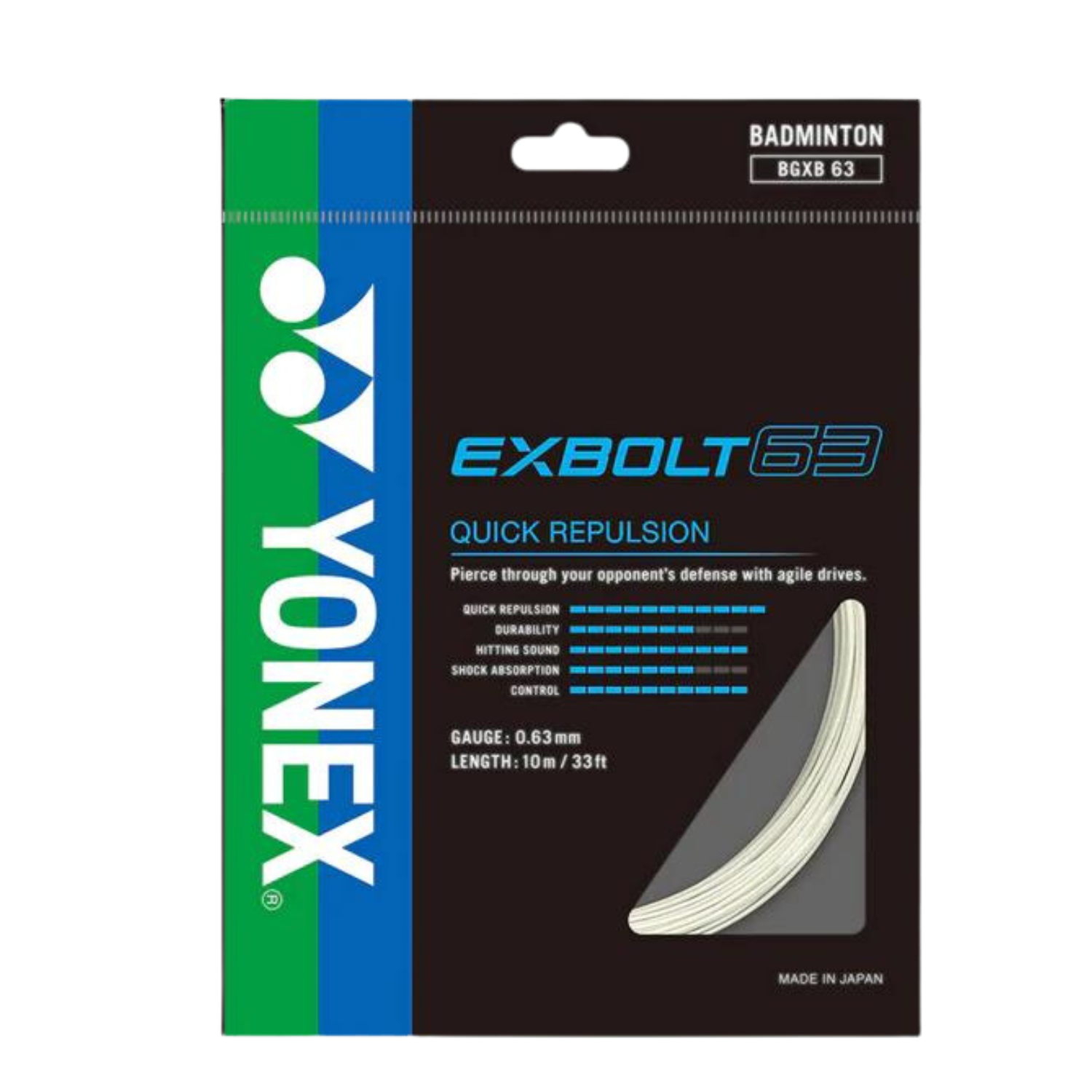 Yonex Exbolt 63 Badminton String (10m Set) White String (Packs) Yonex