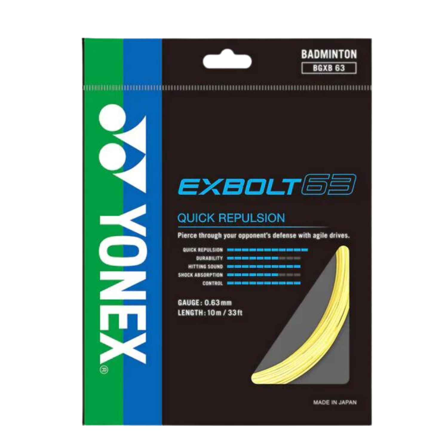 Yonex Exbolt 63 Badminton String (10m Set) Yellow String (Packs) Yonex