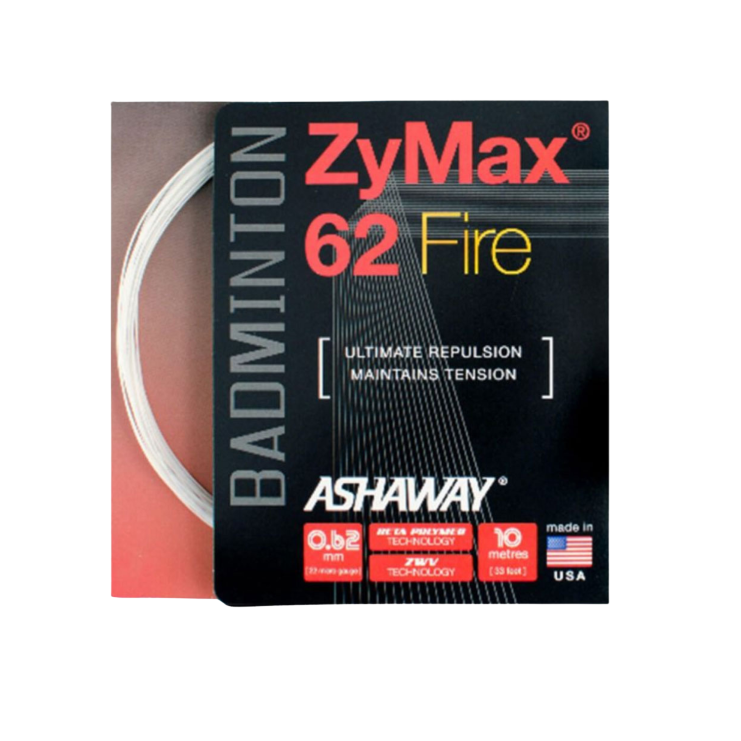 Ashaway ZyMax 62 Fire Badminton String Set - White White 10m Set Clearance Ashaway