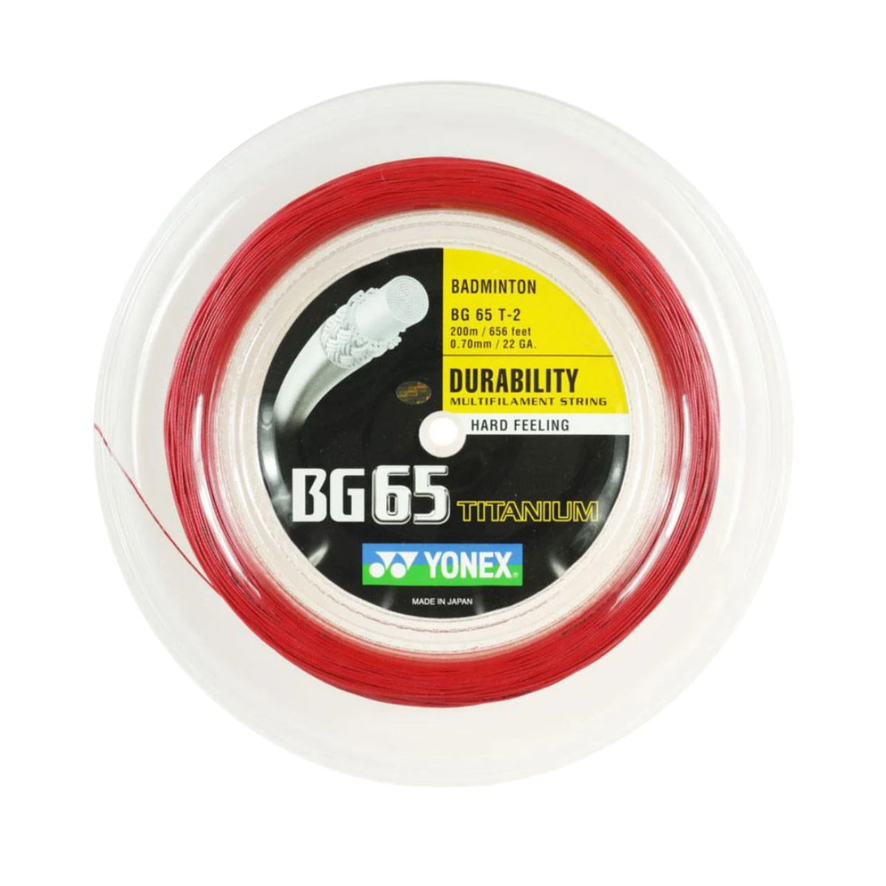 Yonex BG65 Titanium Badminton String (200m Reel) Red String (Reel) Yonex
