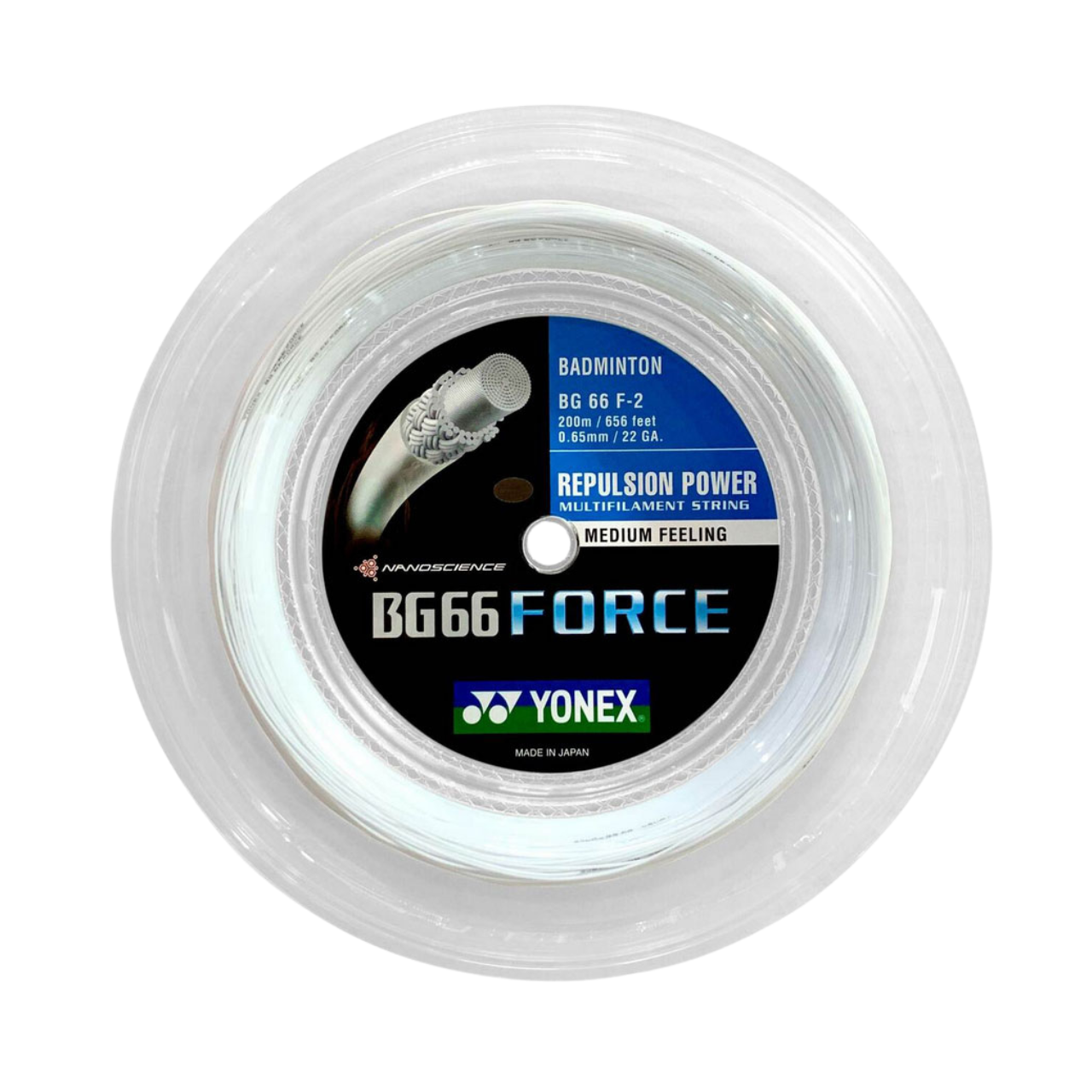 Yonex BG66 Force Badminton String (200m Reel) White String (Reel) Yonex