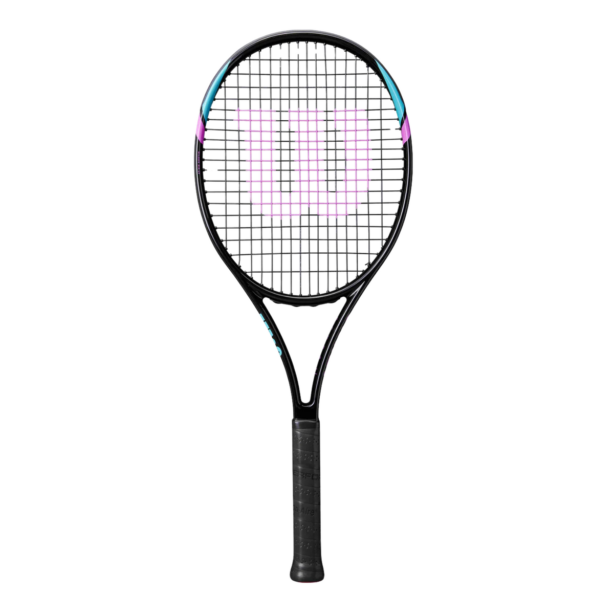 Wilson SIX LV Tennis Racket, Black/Pink, front view