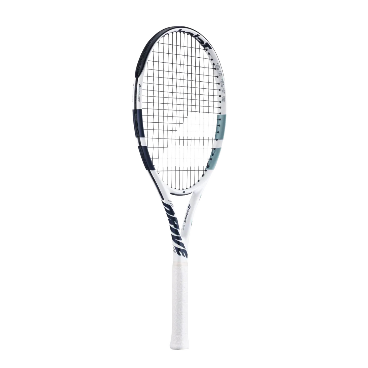 Babolat Evo Drive Lite Gen2 Tennis Racket, Strung, White, side view