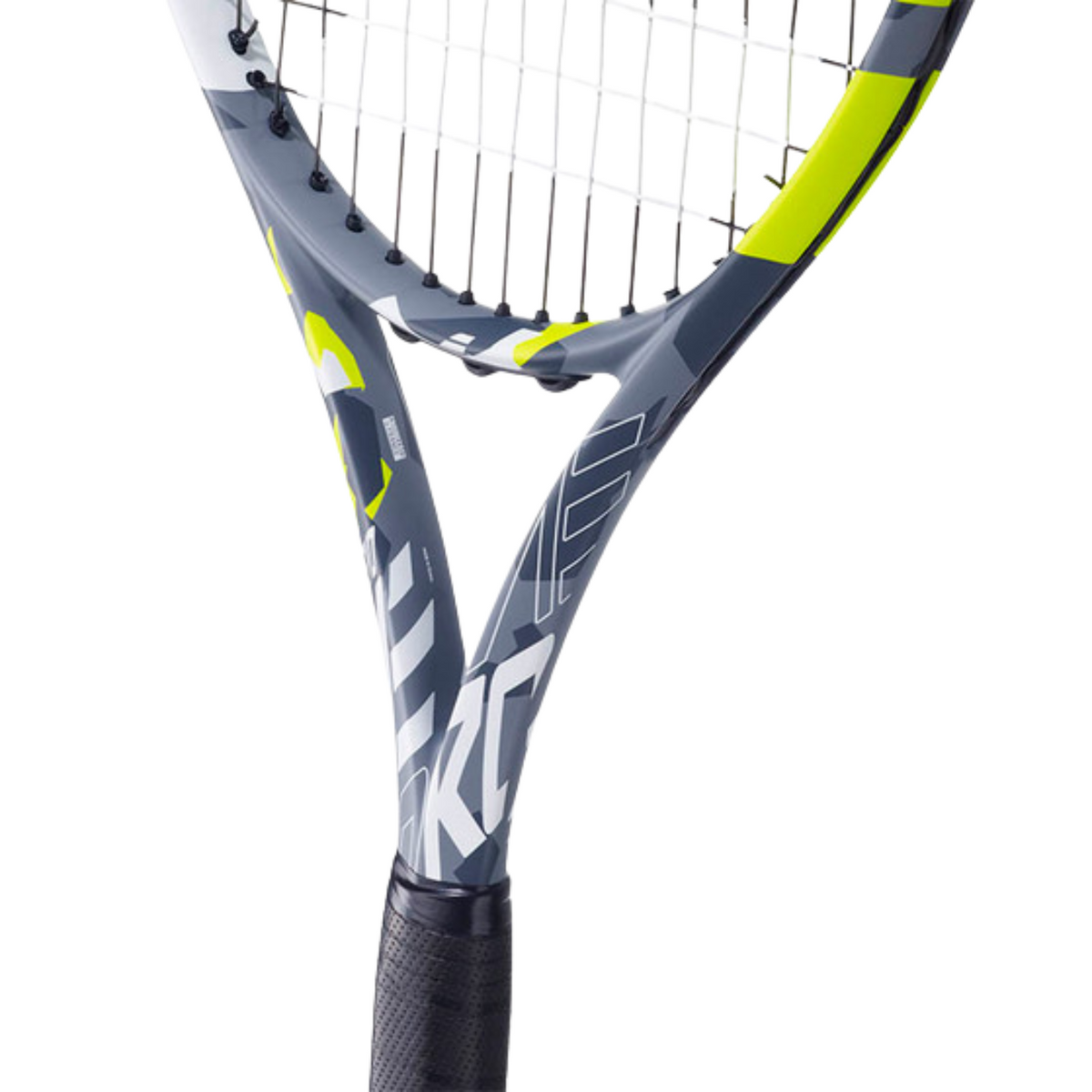 Babolat Evo Aero Tennis Racket Unstrung, Black/Yellow/White, close-up detail