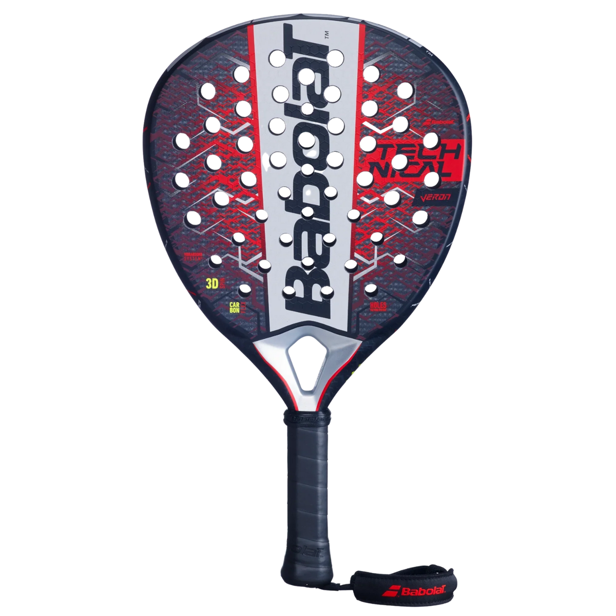 Babolat Technical Veron 2.5 Padel Racket, Red, front view