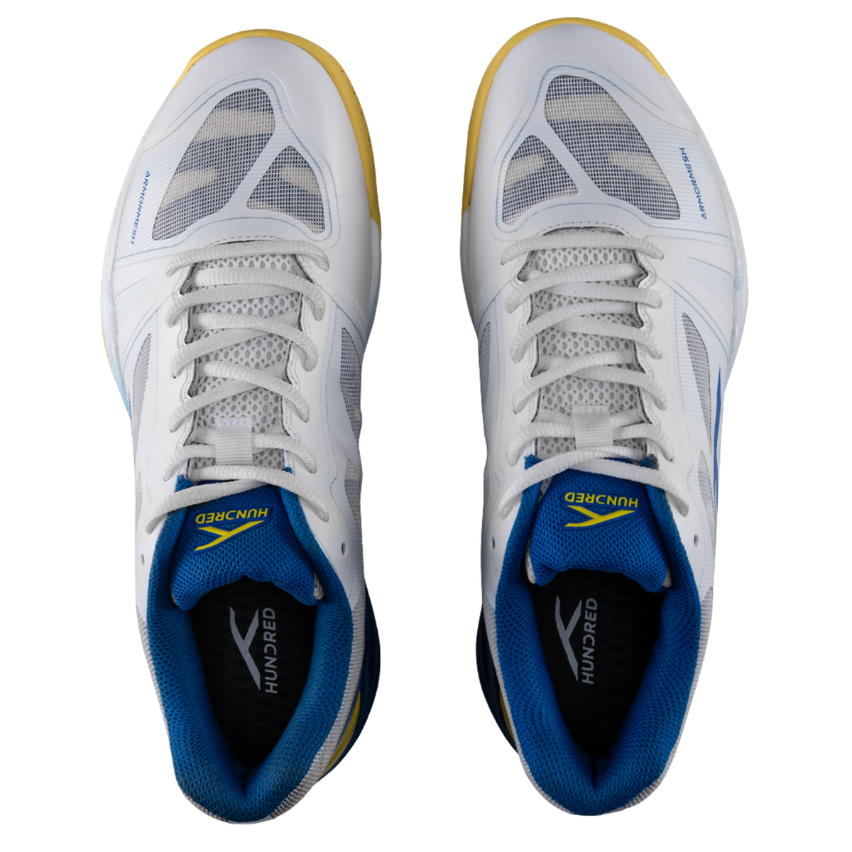 Hundred Phenom Badminton Shoes - White/Blue/Yellow Badminton Shoes Hundred