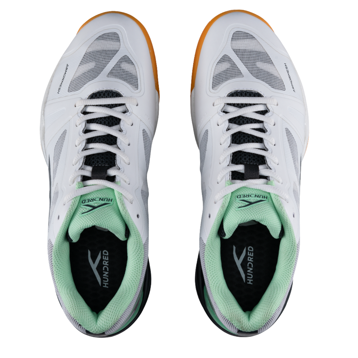 Hundred Phenom Badminton Shoes - White/Dark Grey/Light Green Badminton Shoes Hundred