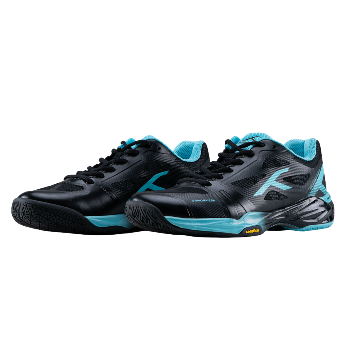 Hundred Phenom Badminton Shoes - Black/Aqua Blue Badminton Shoes Hundred