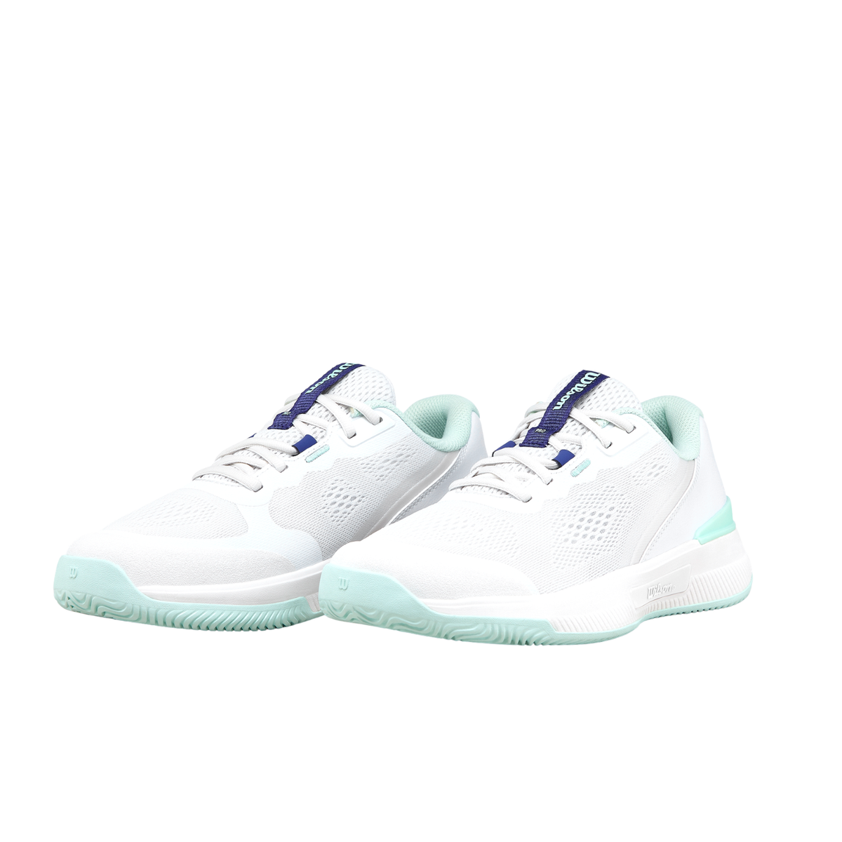 Wilson Intrigue Pro Tennis Shoe Women, White/Bay/Skip Blue, close-up detail