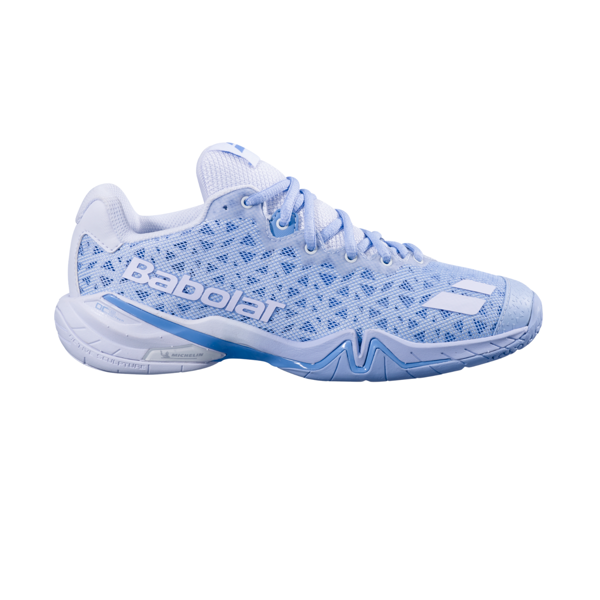 Babolat Shadow 4 Badminton Shoe Women, Snow/Blue, back view