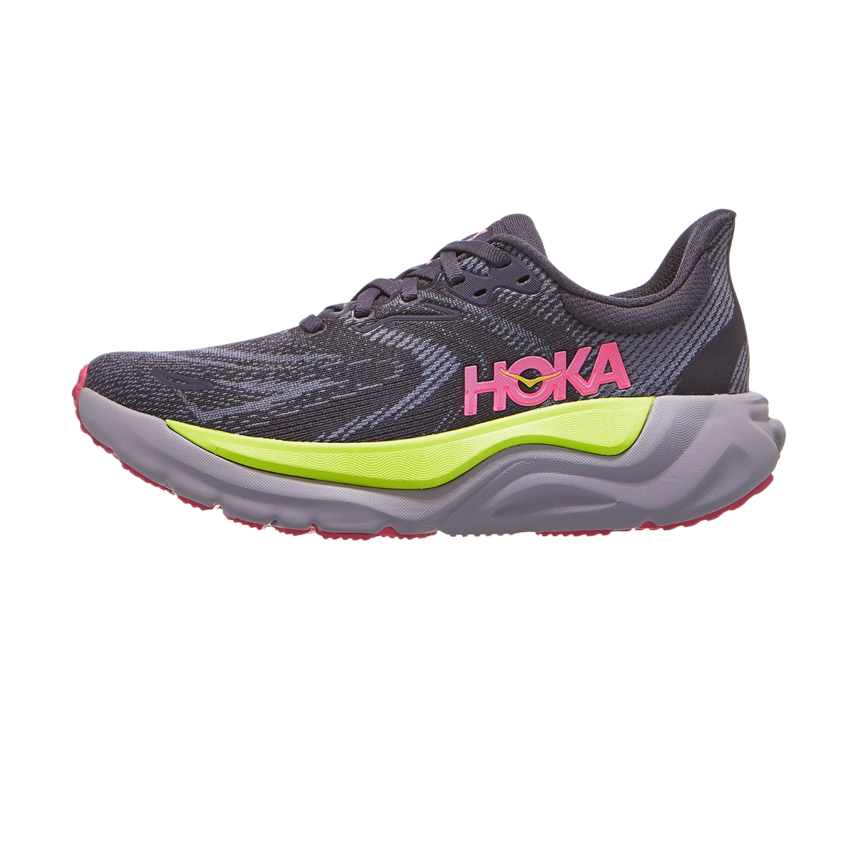 Hoka Arahi 8 Running Shoe Women, Charcoal Grey/Grey Skies, back view