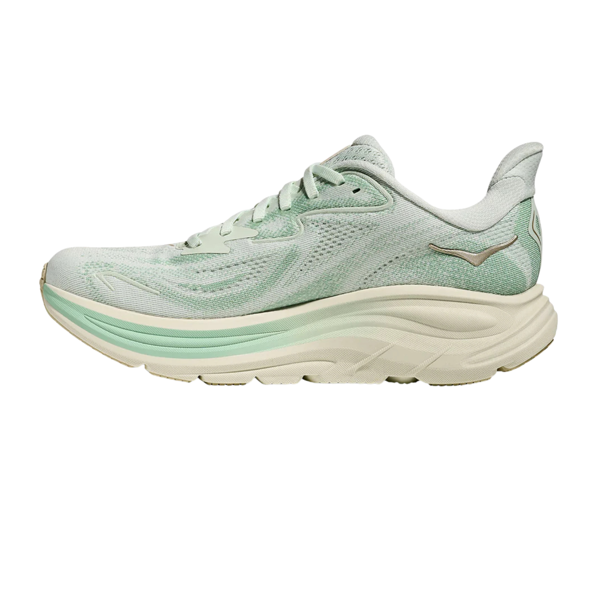 Hoka Clifton 10 Running Shoe Women, Seagrass/Fern, back view