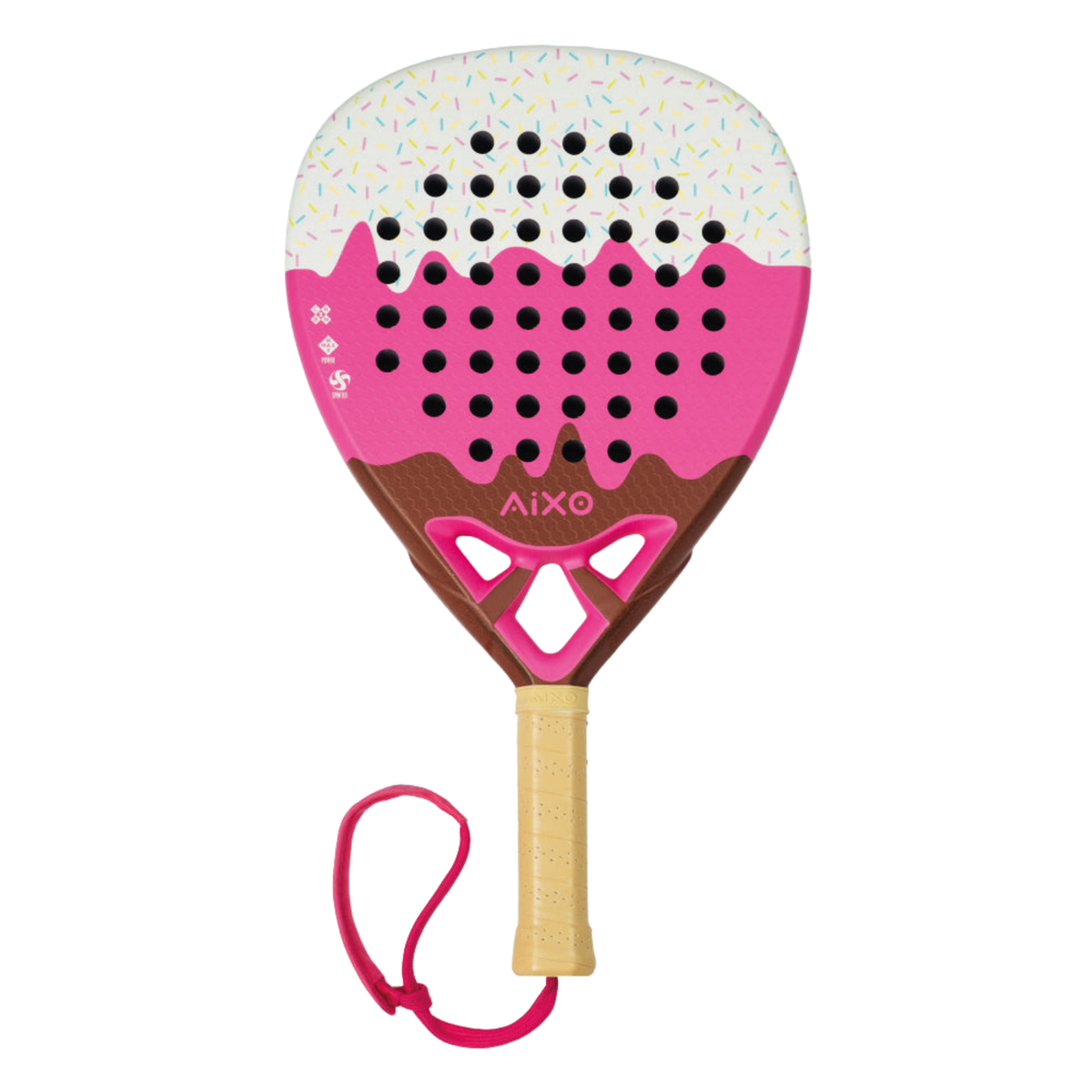 Aixo Sundae Padel Racket, 3K Carbon RL-BO5, Pink, back view