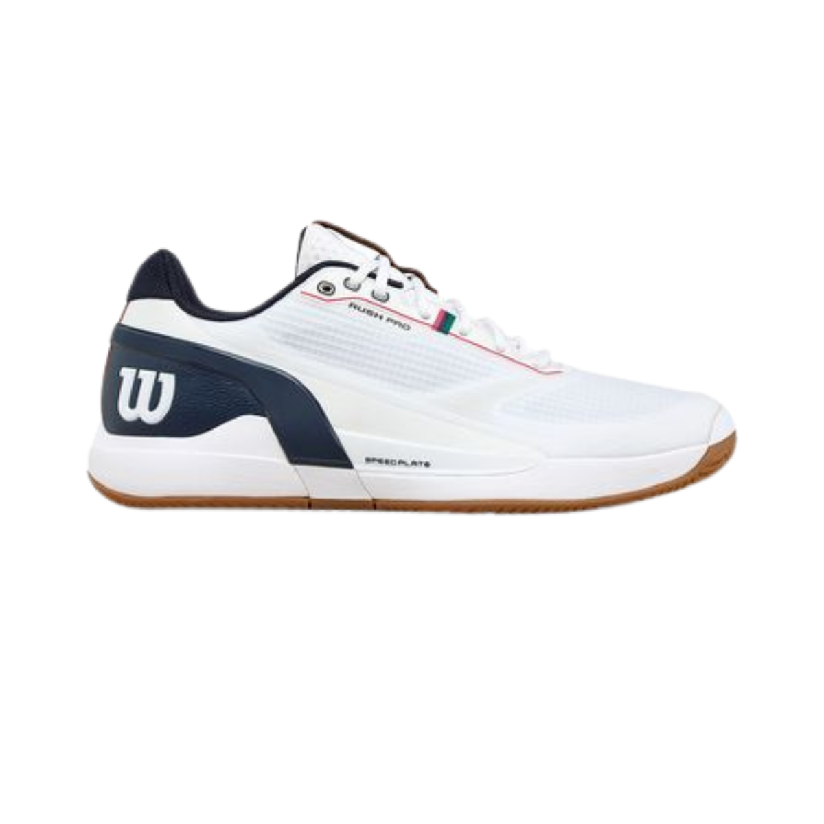 Wilson Rush Pro 5 Clay Tennis Shoe Men, White/Navy, back view