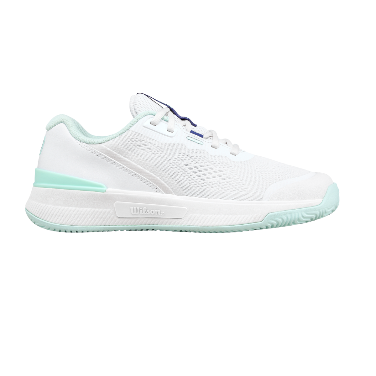 Wilson Intrigue Pro Tennis Shoe Women, White/Bay/Skip Blue, back view