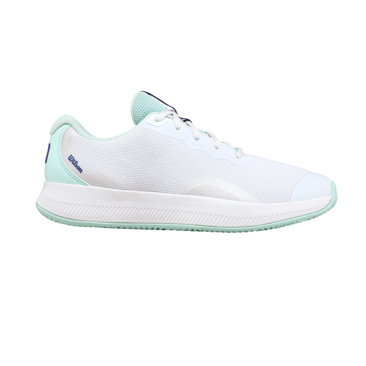 Wilson Intrigue Lite Tennis Shoe Women, White/Bay/Skip Blue, back view