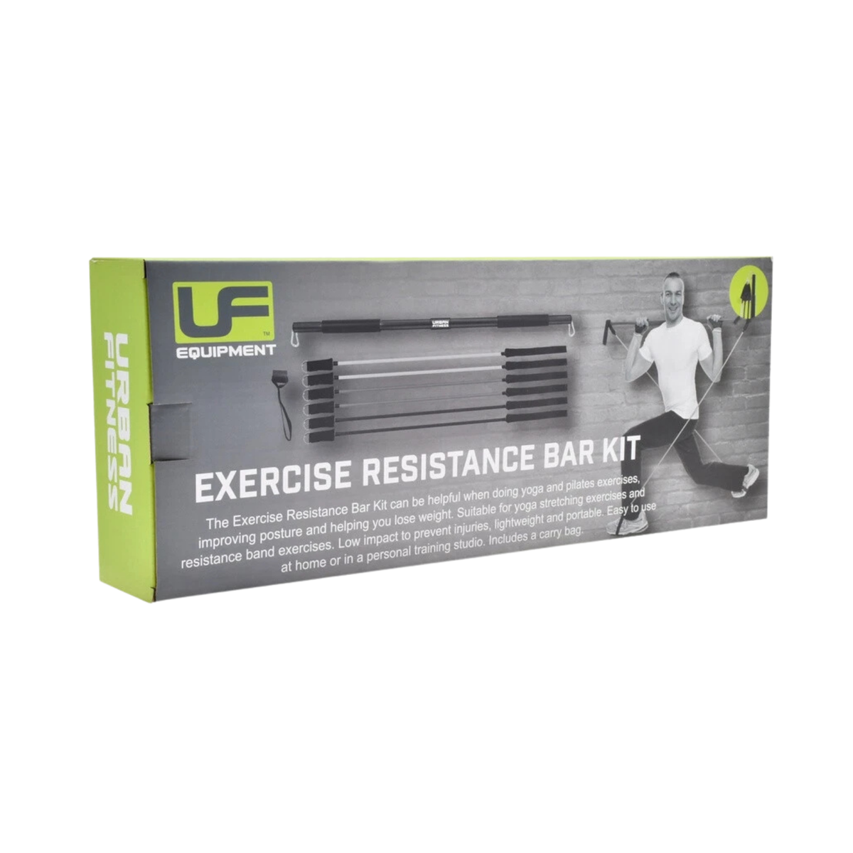 Fitness Mad Exercise Resistance Bar Kit Multi Resistance Training Set - Black Exercise & Fitness Fitness Mad