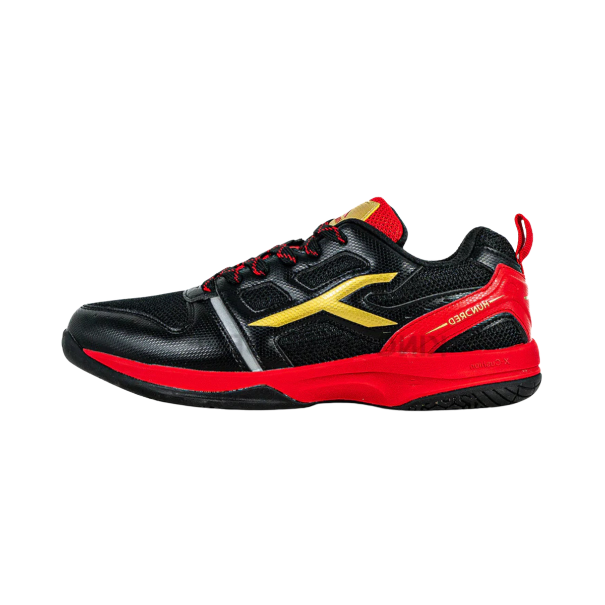 Hundred Blast Badminton Shoes - Black/Red/Gold Black Red Gold Badminton Shoes Hundred