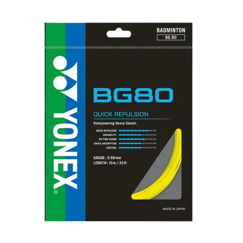 Yonex BG80 Badminton String (10m Set) Yellow Yellow 10m Set String (Packs) Yonex