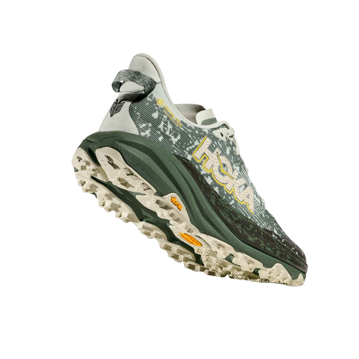 Hoka Speedgoat 6 GTX Trail Running & Hiking Shoes, Seagrass/Fern, close-up detail