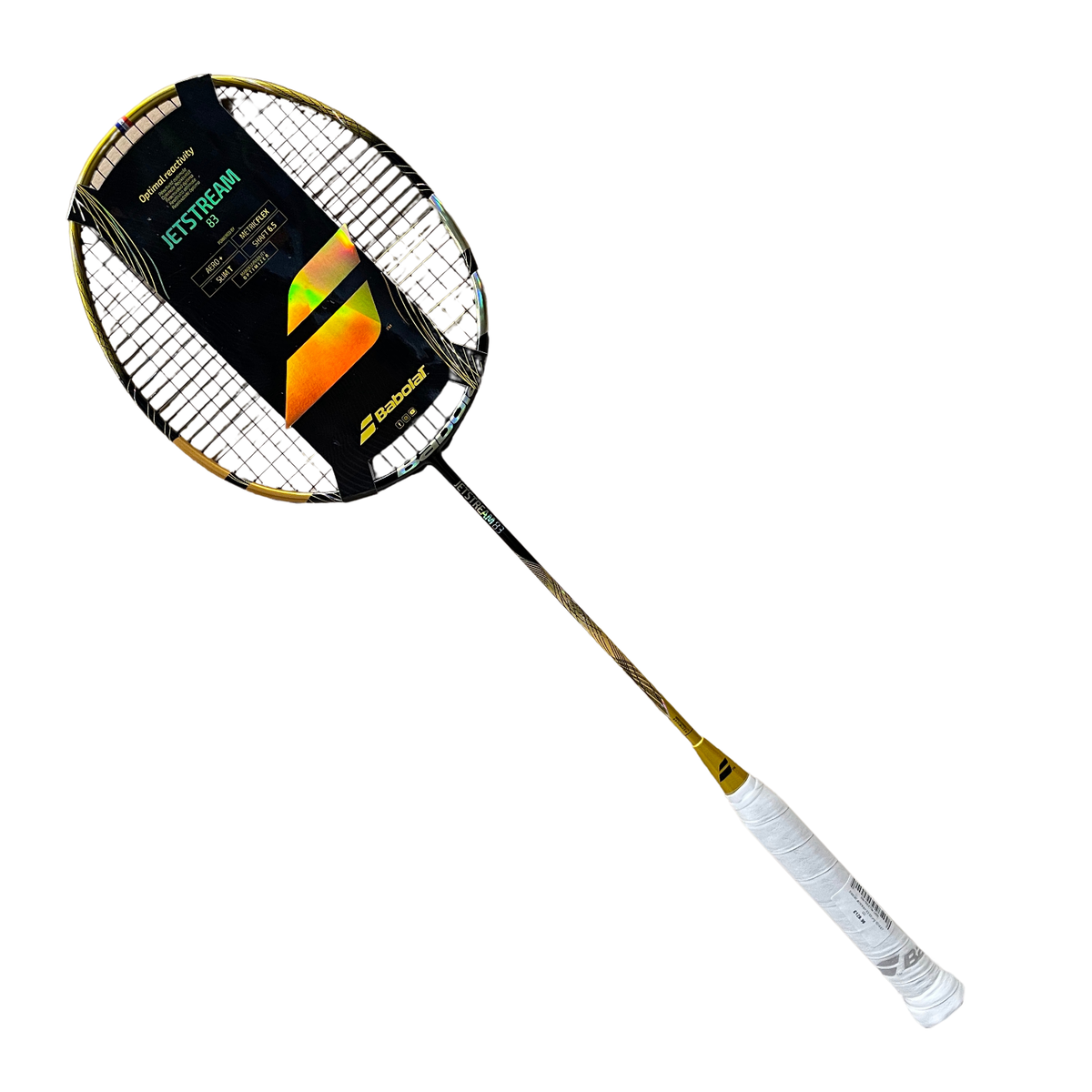 Babolat Jetstream 83 Strung Badminton Racket, Black/Gold, back view