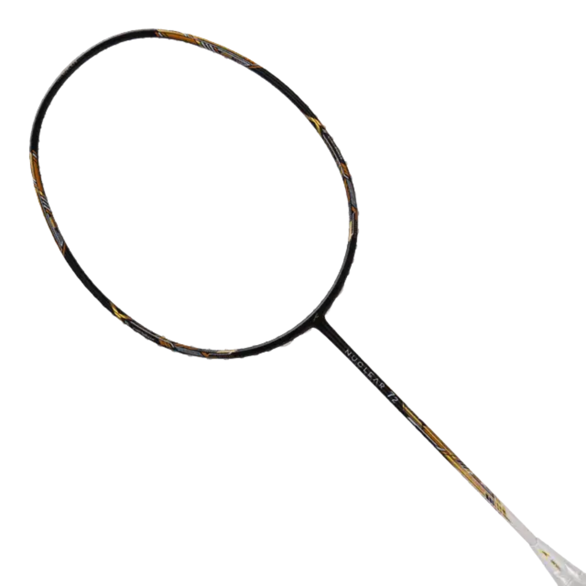Hundred Nuclear 72 Badminton Racket, Black/White/Gold, side view