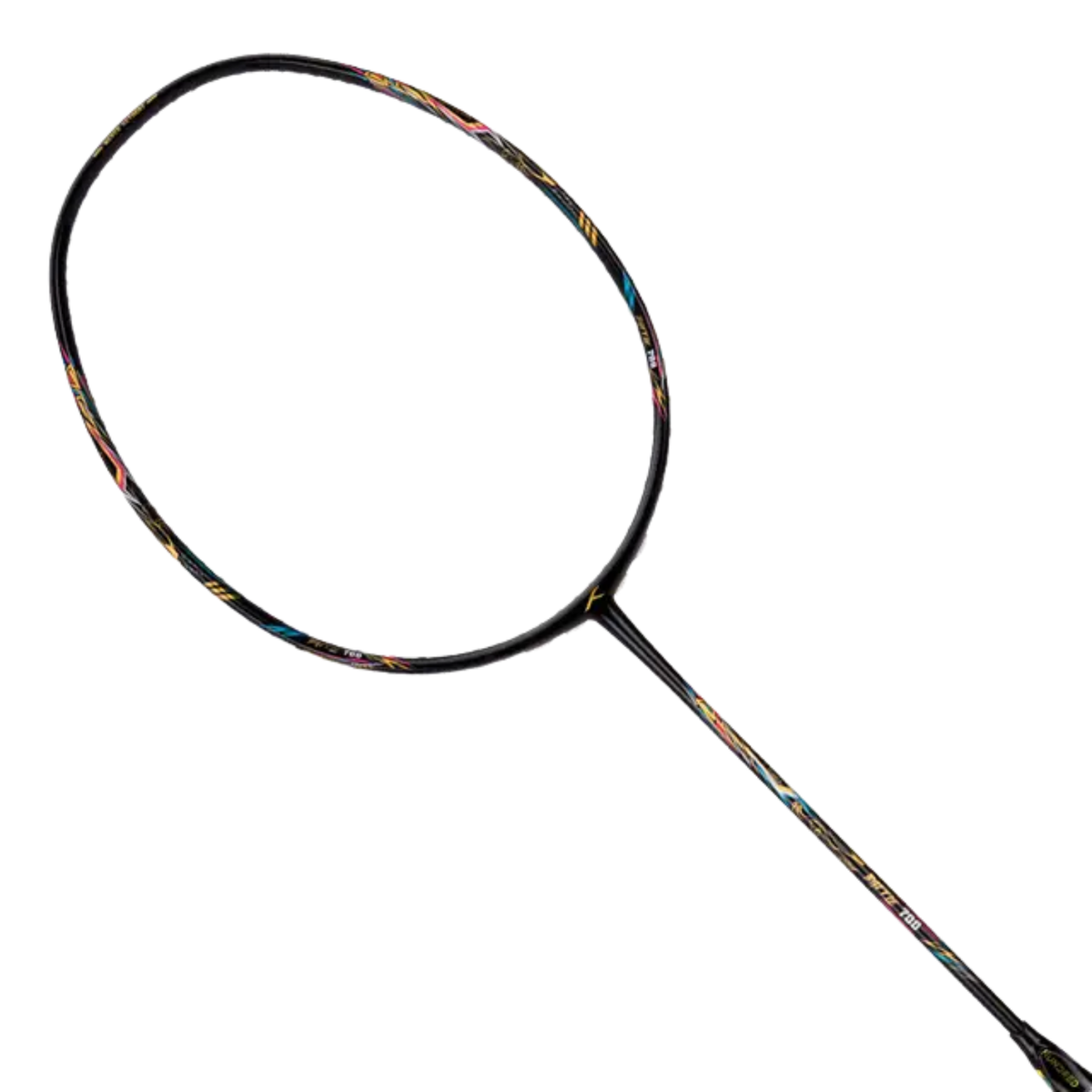 Hundred Battle 700 Badminton Racket, Black/Gold/Blue, side view