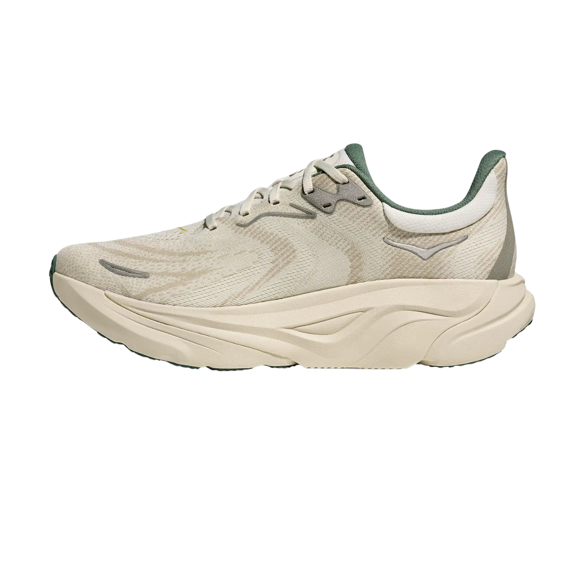Hoka Arahi 8 Running Shoe Men, Truffle Salt/ Oyster Mushroom, back view