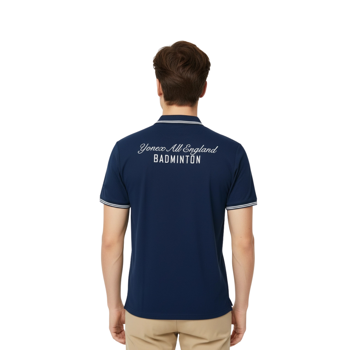 Yonex All England 1899 S/S Polo Shirt 26, Oxford Navy, back view
