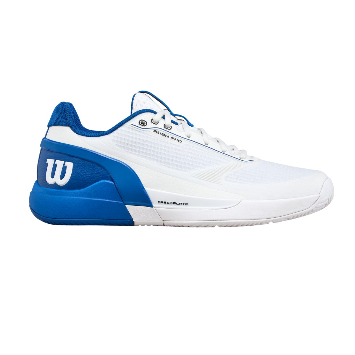Wilson Rush Pro 5 Tennis Shoe Men, White/Blue, back view