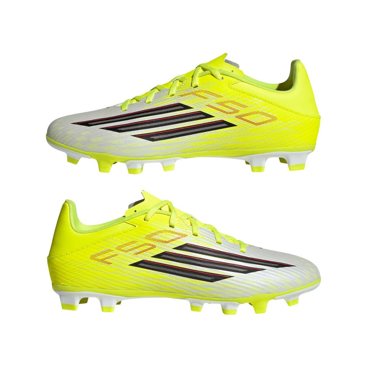 Adidas F50 Club FG/MG Football Boots, Yellow/Black/Red, packaging view