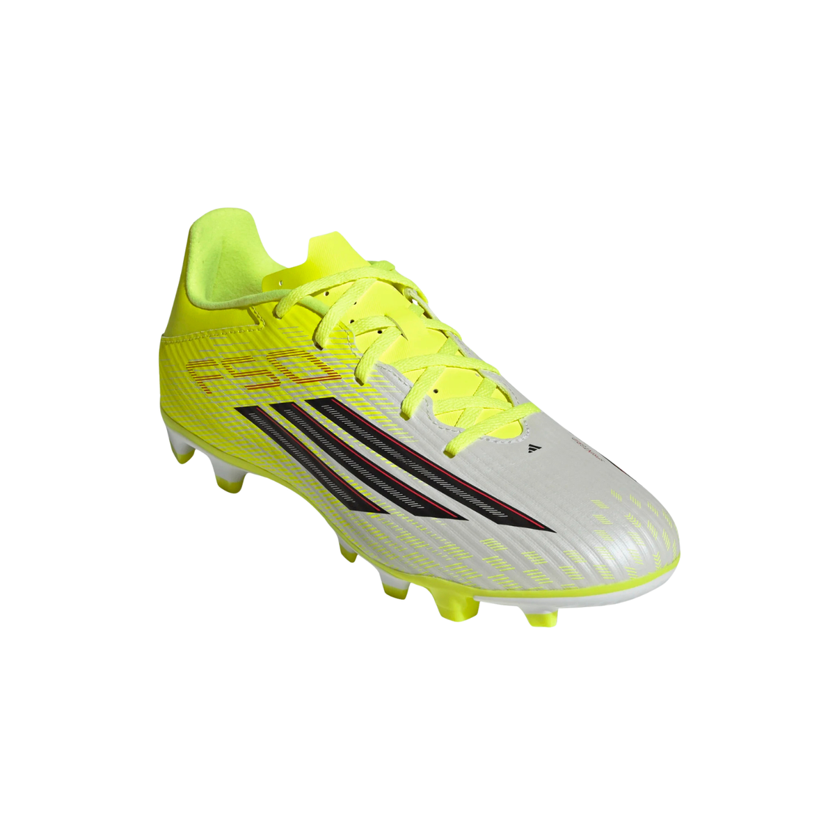 Adidas F50 Club FG/MG Football Boots, Yellow/Black/Red, detail view