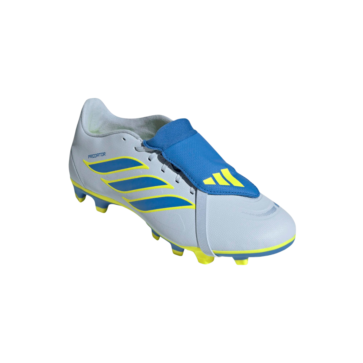 Adidas Predator Club FT FG Football Boots, Crystal Sky/Blue/yellow, side view