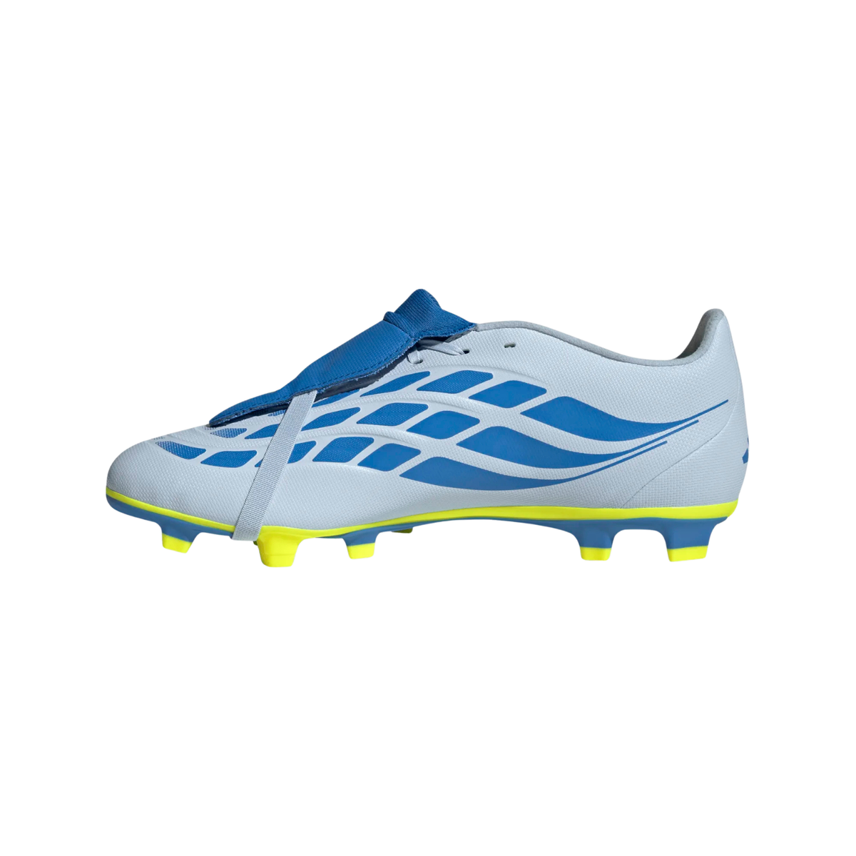 Adidas Predator Club FT FG Football Boots, Crystal Sky/Blue/yellow, front view
