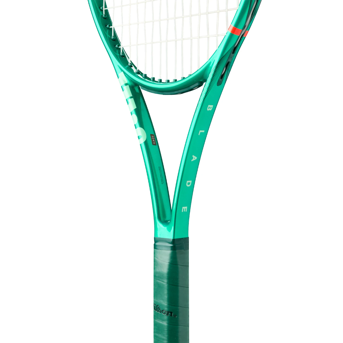 Wilson Blade 98S V10 2026 Tennis Racket, Green, close-up detail