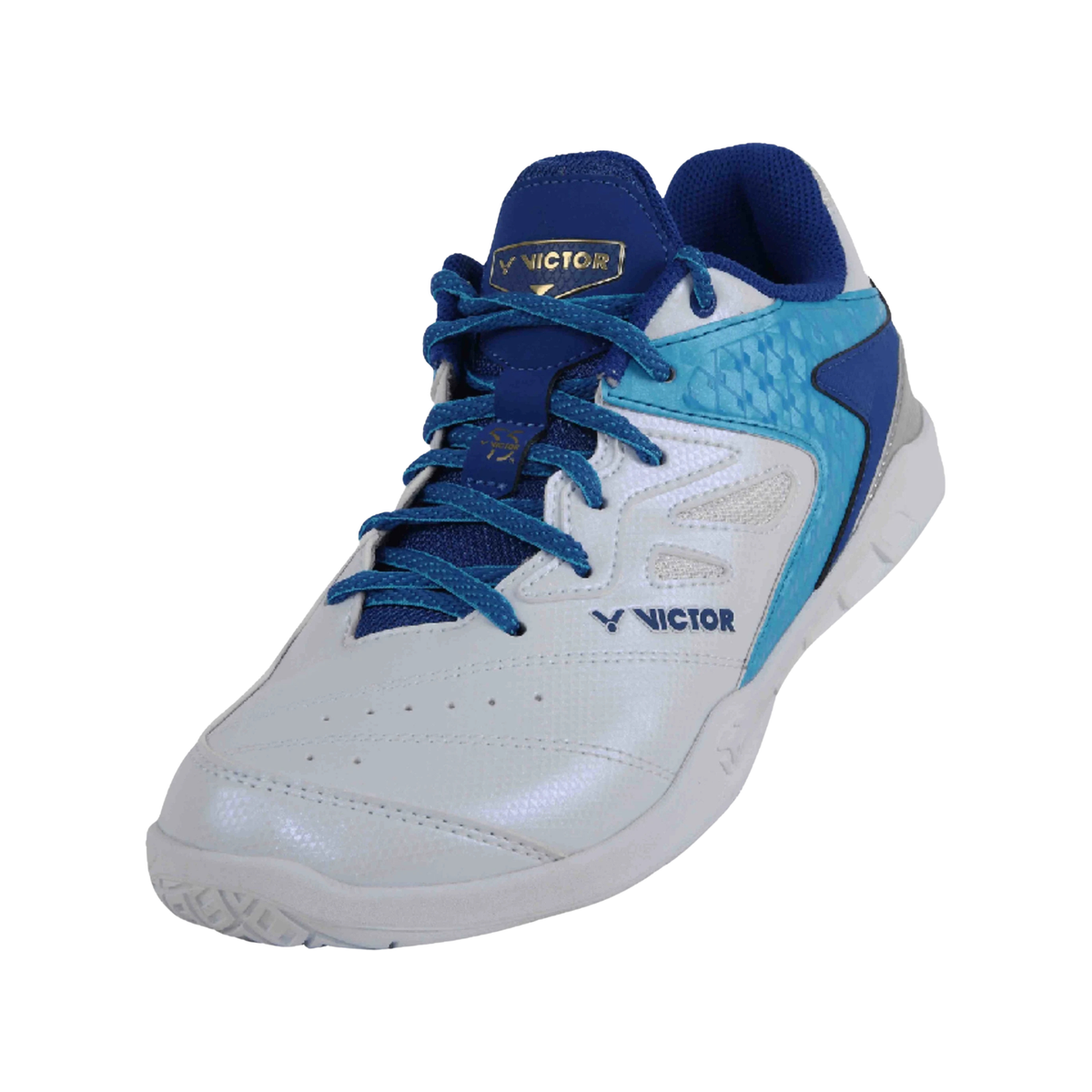 Victor P9200IIITD-55 AF Badminton Shoes Unisex - Pearly White/Classic Blue Badminton Shoes Victor